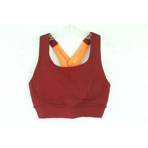 Sports Bra Maroon Neon Orange Strappy Racerback Compression XXS